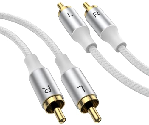 Cable estéreo RCA, cable de audio estéreo 3M, 2 macho a 2 macho RCA, cable de audio auxiliar trenzado de nailon para cine en casa, HDTV, amplificadores, sistemas Hi-Fi, audio de coche, altavoces