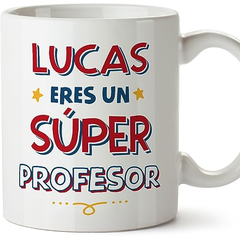 MUGFFINS Tazas Personalizadas para PROFESOR hombre - En Español - Eres Súper - 11 oz / 330 ml - Regalo Personalizable original y divertido