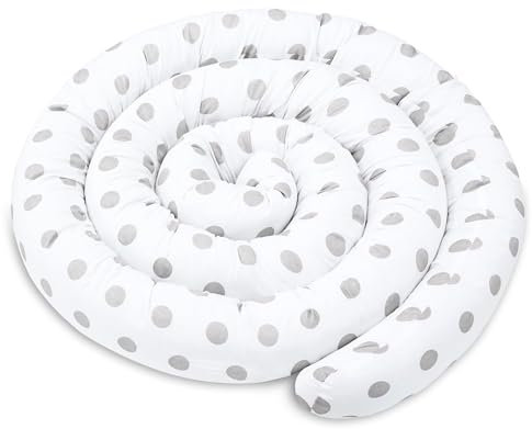 Seitenschläferkissen Bettschlange Body Pillow 400 cm Baumwolle - Kopfkissen lang Bettrolle Schlafkissen Nackenrolle Kissen Tupfen auf Weiß