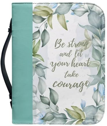 Viewamoon Grüner Einband, Leder-Bibelhüllen für Damen und Herren, Bibelhülle, Größe XL, Bibelhülle mit Griff und Reißverschluss, Kirchentasche, Bibelschutz, Buchhülle, passend für Standard-Bibel