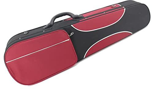Fachmann Geigenkoffer Rot Und Schwarz Genähtes Oxford-Dreieck-Geigenkoffer Mit Riemen Geigenkoffer (Color : 3/4)
