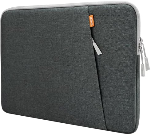 JETech Laptop Hülle für 14 Zoll MacBook Air/Pro, MacBook Pro M4 / M3 / M2 / M1 2021-2024, wasserdichte Laptoptasche mit Tasche, Kompatibel mit 14 Zoll Notebook (Dunkelgrau)