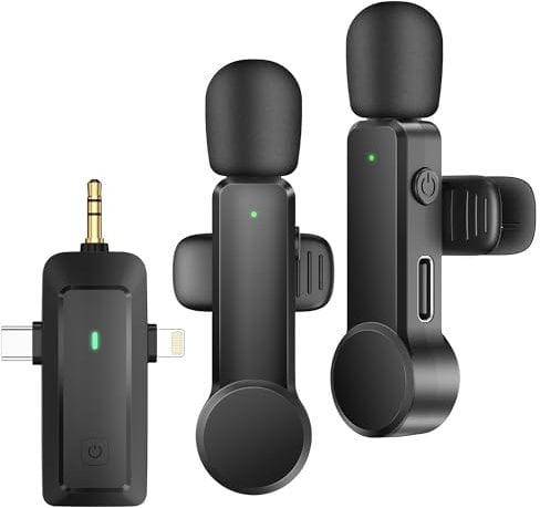 BZXZB Wireless Lavalier Microphone for iPhone Android Camera – Cordless Lapel Mics for Video Recording, Live Streaming, YouTube, TikTok, Vlog, Interview