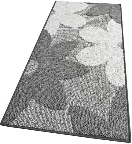 emmevi Tappeto Cucina 3D Fiore Tridimensionale Morbido Bordato Moderno Passatoia Antiscivolo 57x270 Grigio