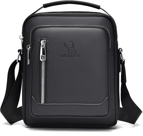 Goecice Umhängetasche Herren Leder Herren-Schultertaschen Vintage Messenger Bag Hohe Kapazität Herrentasche zum Umhängen Ledertasche Herren Tasche Klein MännerTasche für Casual Arbeit Reise