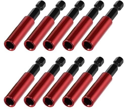Saipor 10pcs 60mm Magnetic Drill Bit Holder, 1/4 Inch Hex Shank Screwdriver Bit Holder Drill Bit Extension Set, S2 Steel Screwdriver Extension Socket, Drill Bit Extender for Impact Driver