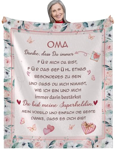 Chicnix Geschenke für Oma, Kuscheldecke Flauschig Geschenkideen zum Muttertag Weihnachten, Geburtstagsgeschenk für Beste Oma Geschenke Von Enkel Flanelldecke 130x150cm