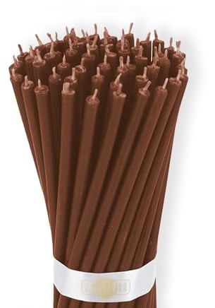 Danilovo Reine Bienenwachskerzen – tropffrei, rauchfrei, hohe, dünne Spitzkerzen – dekorative Kerzen für Kirchgebet, Deko oder Geburtstagskerzen – Honigduft Kerzen – 16 x 0,5 cm (Braun, 50 Stück)