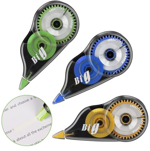 EooUooIP Korrekturband, 3 Stück Weiß Aus Korrekturband, Einfach Zu Verwendender Applikator Mit Großer Kapazität, Niedliche Korrekturbänder Correction Tape für Schüler, Sofortige Korrekturen