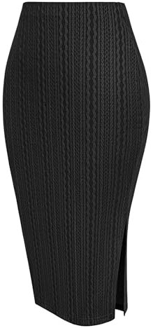 Zeagoo Midi Rock Damen Herbst Elegante Strickrock Stretch Enger Rock Winter Knielanger Bleistiftrock mit Schlitz
