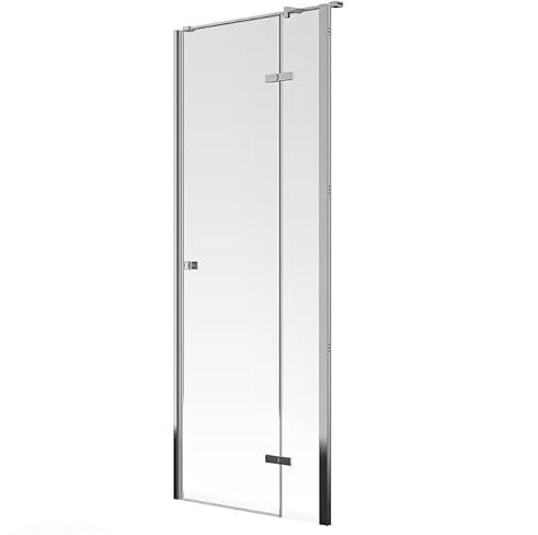 Frameless Hinged Shower Door, Right Hand, Stainless Steel Hinges, Ultra Clear Magnetic Seal - (H) 200 x (W) 80cm, 8mm Thick Glass