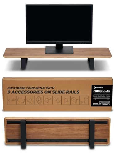 ULTRARM Moodular Supporto per Monitor in Legno da 85 cm (33,4) Organizzatore da Scrivania con Guide Scorrevoli in Metallo per Cassetto, Vassoio, Laptop, Tablet, Telefono e Cuffie Supporto Regolabile