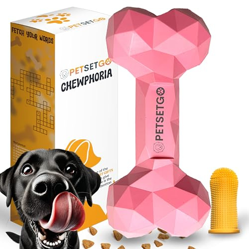 PetSetGo Tough Dog Chew Toy for Aggressive Chewers, Long Lasting Natural Tough Toy for Boredom, Dog Teething relief, Chew Toy for Small, Medium and Large Dogs (Pink)