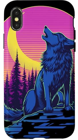 iPhone X/XS Howling Wolf With Crescent Moon Nature Case