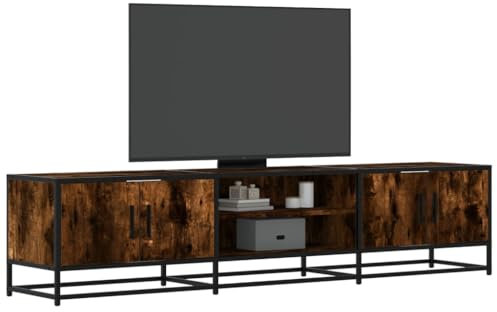 Homgoday Meuble TV en chêne fumé 180 x 35 x 41 cm en aggloméré, meuble TV meuble basse pour TV pour table de salon industriel, support TV salon, style3300777