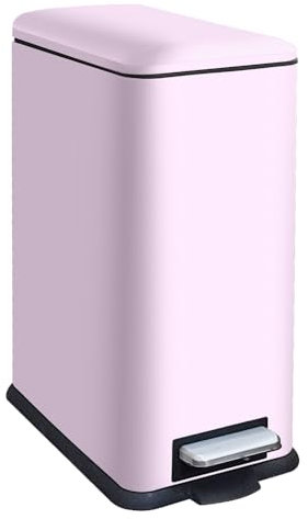 JM ·YIPENG Mülleimer Küche 30L, Schlanker Tretmülleimer mit Deckel, Edelstahl Küchenmülleime mit Inneneimer, Rechteckiger Abfalleimer für Küche, Bad, Schlafzimmer, Büro,Rosa