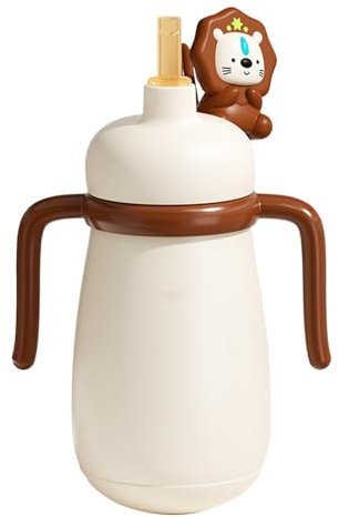 Toddler Travel Bottle Insulated, 300ml Insulated Stainless Steel Bottle Flask with Soft Straw, Kids Water Bottles, Insulated Sport Bottle, Non-Spill & Leakproof for Nursery, Picnic