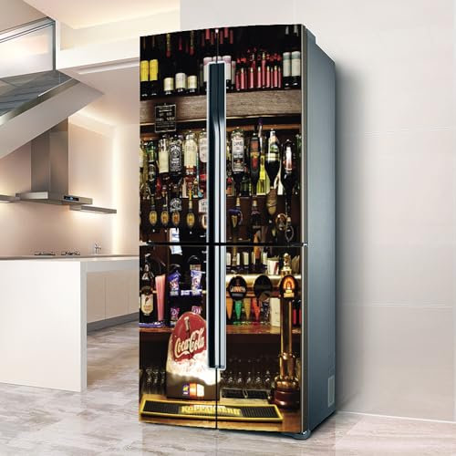 VDLLQYN, Kühlschrank-Aufkleber, vollständig abdeckende Tür-Kühlschrank-Abdeckungen, Skins, Wandaufkleber for Küche, Bar, Bier, Bar, Theke, Wein ，Kühlschrank Aufkleber(L: 100x180 cm)