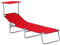 Outsunny Tumbona Plegable Tumbona de Jardín Exterior Reclinable con Toldo Desmontable con Ángulo Regulable Respaldo Ajustable en 4 Niveles para Terraza Piscina Patio 187x58x36 cm Rojo