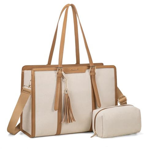 LOVEVOOK Large Tote Bags for Women 15.6 inch Laptop Handbags with Compartments Ladies College Teacher Work Bag Canvas Shoulder Cross Body Bag Waterproof for Office Business School Shopping Travel