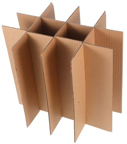Alipis 5pcs Cardboard Dividers for Wine Paper Partition 12-compartment Box Inserts 75x75x300mm Glassware Packing Supplies for Safe Transport and Storage