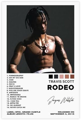 Travis Scott Rodeo Album-Poster, Leinwandposter, Wandkunst, Dekordruck, Bild Gemälde für Wohnzimmer, Schlafzimmer, Dekoration, 20 x 30 cm