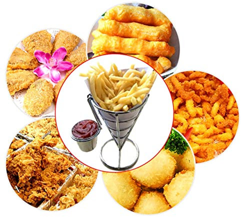 Homoyoyo Edelstahl-standhalter Für Pommes-Chips-tüte Mit Metallkorb Und Saucenlöffel Platz Für Papiertüten Und Wachspapierförmchen