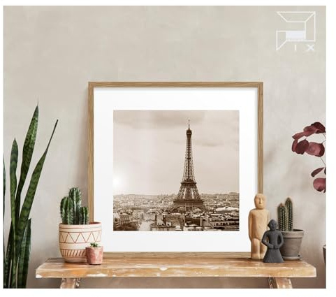 Pix FRAMES Bilderrahmen 40x40 cm - Holz Fotorahmen - Eiche | Holzbilderrahmen mit Plexiglas - Bilderrahmen Holz zum Aufhängen - Wooden Picture Frame - Photo Frame zum Aufstellen