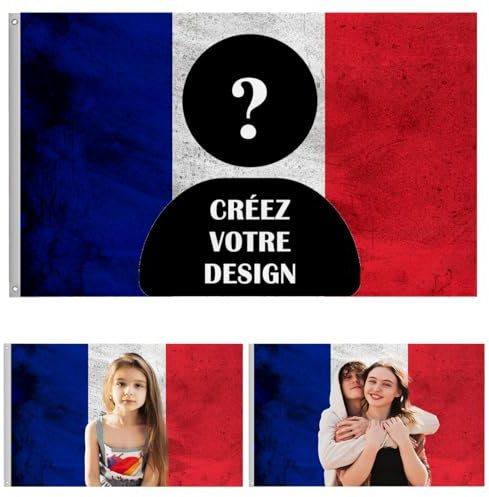 drapeau francais personnalisable 90x150cm tapisserie murale personnalisée,concevez votre image poster mural amusante décorer des clubs, des dortoirs universitaires, des salons