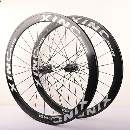 SXSHEYS Rennrad-Laufradsatz mit Steckachse, 700C Aluminiumfelgen, Scheibenbremse vorne 12x100 mm, hinten 12x142 mm, 24 Loch Naben für 7/8/9/10/11/12-fach Kassettenlaufräder