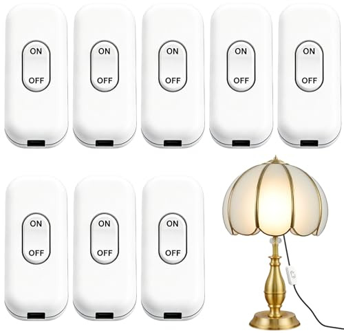 8 interruptores intermedios, 6 A, 250 V, interruptor de cable, interruptor de botón de 2 y 3 pines, lámpara para lámpara de mesa, mesita de noche, todo tipo de lámparas eléctricas (blanco)