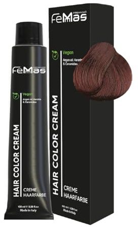 FemMas Haarfarbe Mittelbraun Rot 4.6 I Creme Haarfarbe mit Arganöl, Keratin & Ceramiden I Als dauerhafte Haarfärbung oder Tönung für strahlende, haltbare Farbergebnisse I 100 ml