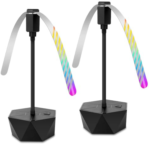 UQTUKO Fliegenwedler, 2 Stück Ultraleise Fliegenvertreiber Ventilator Tisch mit weichen Klingen und Haken Anti Fliegen und Insekten Tragbare Fliegen Ventilator Fliegenabwehr Fly Repellent Fan