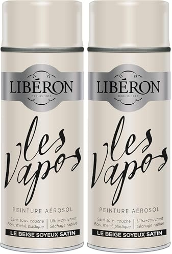 Libéron Peinture aérosol Les vapos, Le Beige Soyeux satin, 400ML (Lot de 2)
