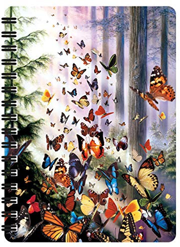 3D LiveLife Jotter - Schmetterlingswälder von Deluxebase. Linsenförmiges 3D Forest A6 Spiralblock. Liniertes Notizbuch mit Kunstwerken, die vom bekannten Künstler David Penfound lizenziert wurden