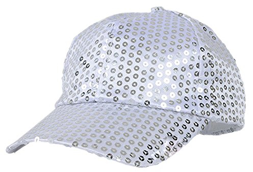 Livecity Baseballkappe mit Glitzer-Pailletten, Snapback-Hut, Party, Outdoor, verstellbarer Hut für Damen und Herren, silber, One size