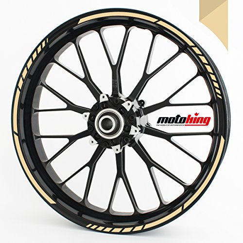 Felgenrandaufkleber im GP Design - Vorgekrümmt für 20 bis 24 - Felgenaufkleber - Für Motorrad, Auto & mehr - Farbe: Beige
