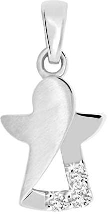 My Gold Girl Baby Angelo custode Ciondolo in oro 333 (senza catena) Vero oro bianco (8 carati) con zirconi 15 mm x 8 mm Angelo Modern Angel A-01592-G313