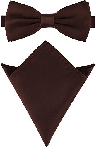 Ladeheid Herren Schmale Fliege & Einstecktuch Set M/P (12cm x 6cm, 22cm x 22cm, Braun)