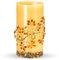ANDANTE PREMIUM Bienenwachs Kerze verziert mit Natur OSTSEE Bernsteinen ** Slim Prinz Charming ** echte Handarbeit - Große Kerze