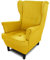 Ohrensessel Sessel King - Lounge Sessel mit Armlehnen - Retro Stuhl aus Stoff mit Holz Füßen - Polsterstuhl für Esszimmer & Wohnzimmer (Gelb (Vidar 66), ohne Hocker)