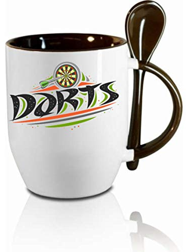 Tasse m. Löffel Darts Dart Löffeltasse, Kaffeetasse m. Motiv,Bürotasse, bedruckte Tasse mit Sprüchen oder Bildern -