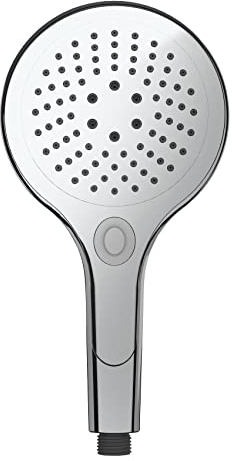 WENKO Duschkopf Mod. Basic Chrom, Universal-Handbrause, praktische Duschbrause mit 2 Strahlarten & komfortabler Drucktastenumstellung, einfache Kalkreinigung, Kunststoff, Ø 15 cm
