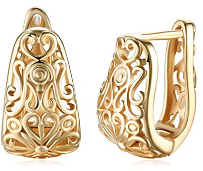 Filigrane Ohrringe aus 14 Karat Gold für Damen Kleine Creolen Ovale Huggie Creolen Ohrstecker Modischer Ohrschmuck
