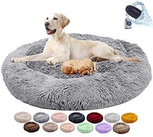 Yurun hundebetten für mittlere Hunde, Hundehaus Hundekörbchen waschbar, Kuschelig Flauschig Verbesserter Schlaf, für kleine, mittelgroße Haustiere (Grau,90CM)