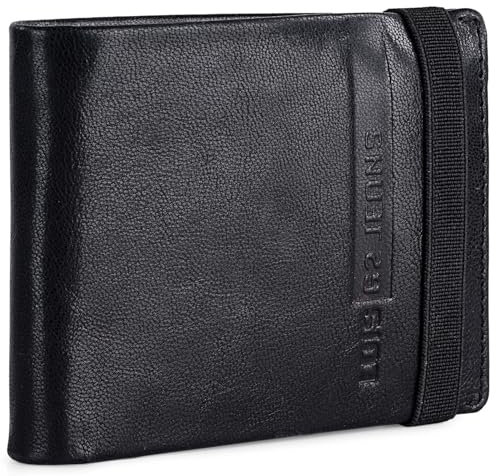 Lois - Carteras para Hombre Elegantes de Alta diseño Moderno. Billeteras para Hombre compactas Estilo clásico Cartera Monedero Funcional., Negro