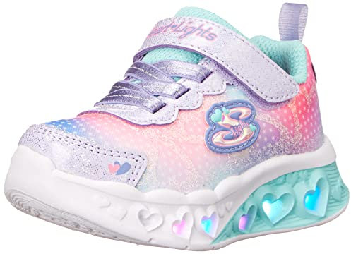 Skechers Glow-Brites Baskets pour Enfant, Maille synthétique Lavande, 1 UK Enfant