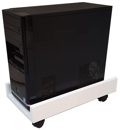 Henor CPU Computerständer aus FSC® Holz mit Rädern 25 x 45 x 12,5 cm CPU-Aufzug mit Rädern Weiß