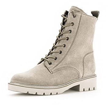 Gabor Damen Combat Boots, Frauen Stiefeletten,Wechselfußbett,Moderate Mehrweite (G),Lammfell,uebergangsstiefel,Stiefel,Kiesel,40 EU / 6.5 UK