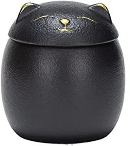 mozhixue Decorative Ceramic Jar Lucky Cat Shape Ceramic Cookie Biscuit Treat Jar Dish Ceramic Decorative Canister for Kitchen Counter Tea Sugar Coffee Caddy 160ML,Black